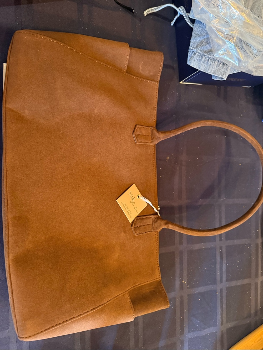 Brown Suede Tote Bag